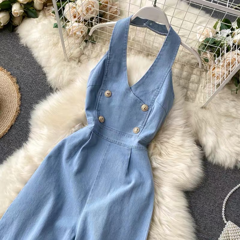 Walk my way sleeveless denim jumpsuit JRZZ156 images